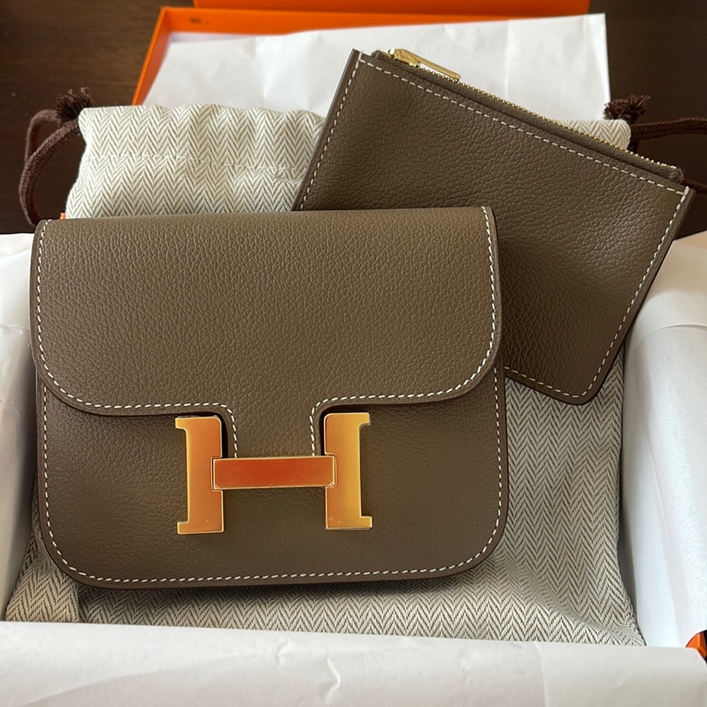 HERMES NEW IN BOX CONSTANCE SLIM WALLET ETOUPE